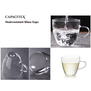 CAPACITEA Clear Glass Cup with Handle, Heat Resistant, Dishwasher Safe, Espresso 150ml, 1 Pair