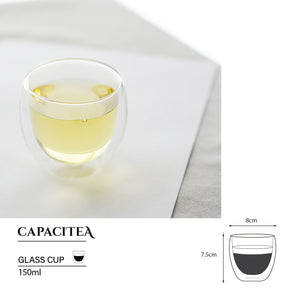 CAPACITEA Espresso Cup, Heat Resistant Double Wall Insulated Glass Coffee Cup,150ml