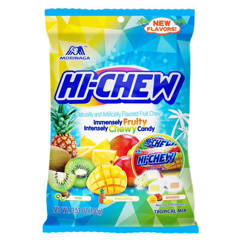 Morinaga Hi-Chew Chewy Fruit Candy In Bag - Tropical Mix 100g(Kiwi, Pineapple and Mango)