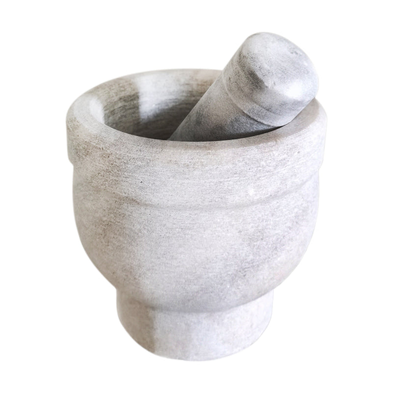 Large Heavy White Stone Mortar and Pestle Set for Grinding Spices Crushing Herbs 14.5cm(5.7