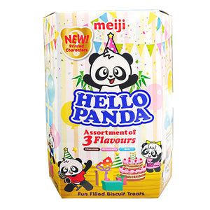 Meiji Hello Panda Biscuits With Cream Fillings Assortment Of 3 Flavours (Chocolate, Strawberry, Milk) 260g