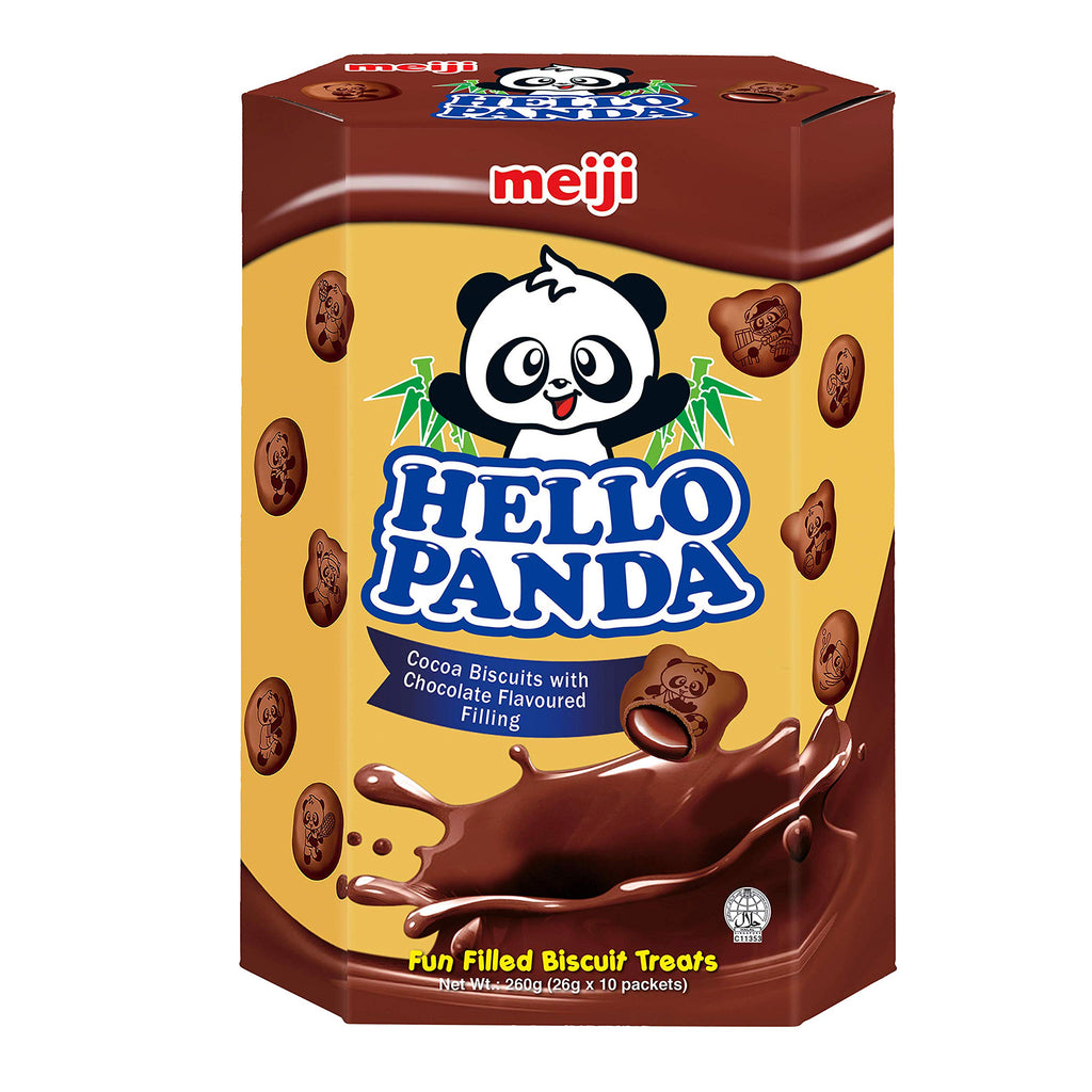 Meiji Hello Panda Cocoa Biscuits With Chocolate Flavoured Filling 260g