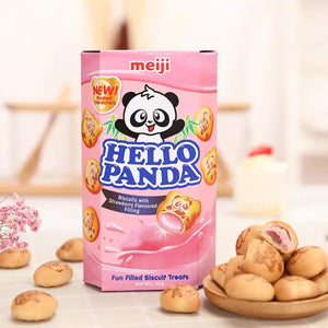 Meiji Hello Panda Biscuits With Strawberry Flavoured Filling 50g